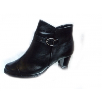 Skórzane szerokie botki tęgość 2xH obcas 6 cm